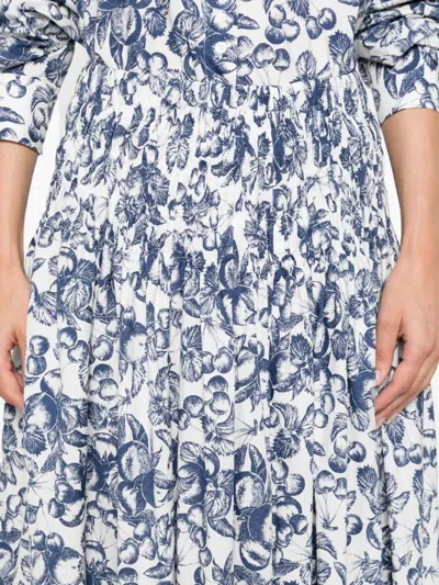 Maje Womens Blue Fruits Print Fruit-print Smocked-waist Cotton Maxi Skirt In White
