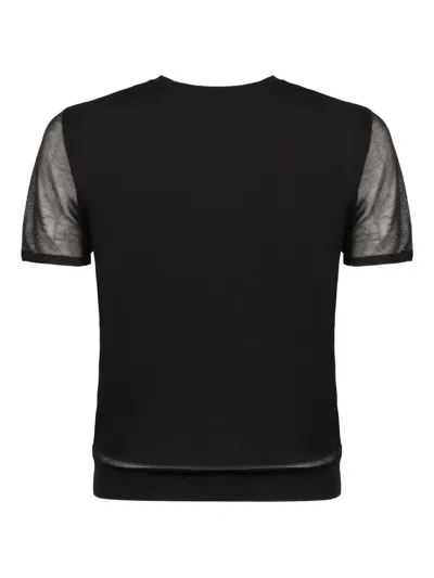 Agnona Mesh-panel Knitted T-shirt In Black