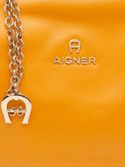 Pre-owned Aigner Vintage  Leather Tote Bag In Orange