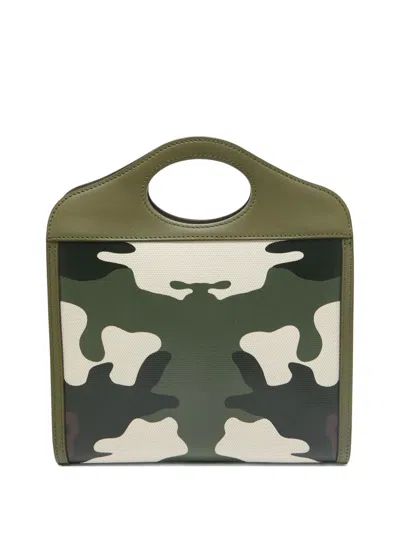 Pre-owned Burberry 2024 Camouflage Mini Pocket Tote Bag In Green
