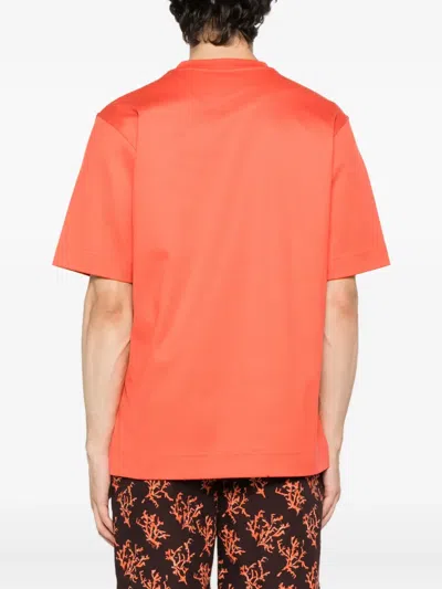 Fendi Logo-plaque Cotton T-shirt In Orange
