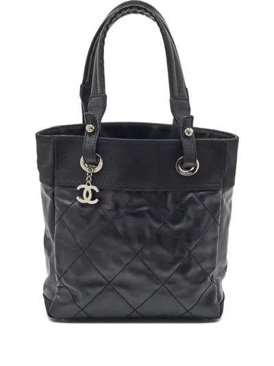 Pre-owned Chanel 2023 Paris Biarritz Tote Bag In Black