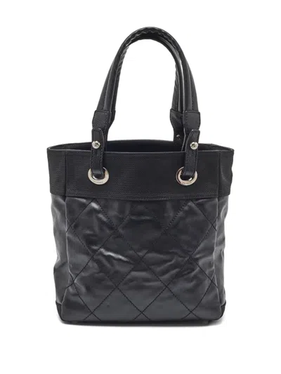 Pre-owned Chanel 2023 Paris Biarritz Tote Bag In Black