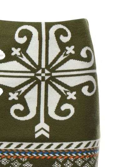 Akep Geometric-print Knit Skirt In Brown