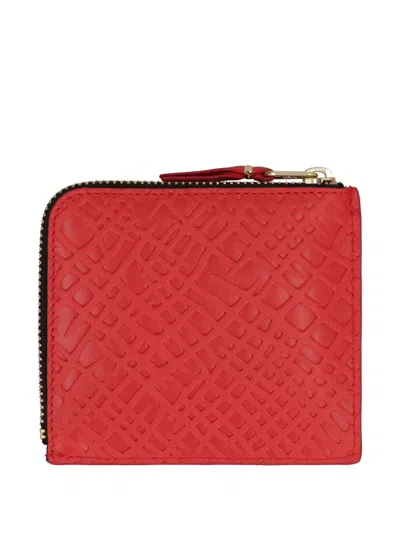 Comme Des Garçons Wallet Leather Zipped Coin Purse In Red