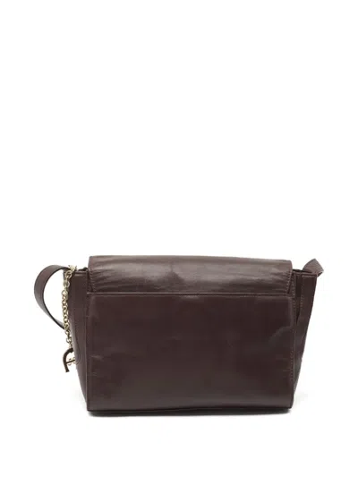 Pre-owned Aigner Vintage  Leather Flap Bag In Brown