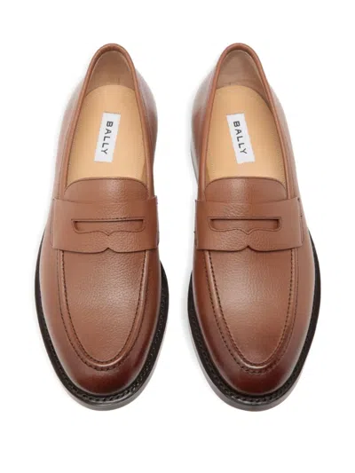 Bally Leather Penny Loafers In Brown