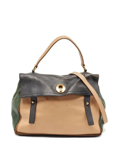Pre-owned Saint Laurent Leather Panelled Tote Bag In Gray