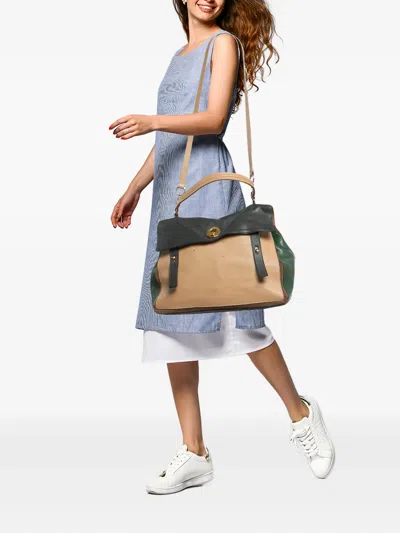 Pre-owned Saint Laurent Leather Panelled Tote Bag In Gray