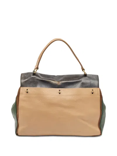 Pre-owned Saint Laurent Leather Panelled Tote Bag In Gray