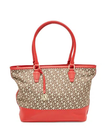 Pre-owned Dkny Vintage 2023 Monogram Red Bottom Tote Bag In Neutral