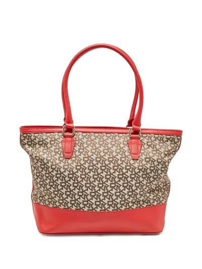 Pre-owned Dkny Vintage 2023 Monogram Red Bottom Tote Bag In Neutral