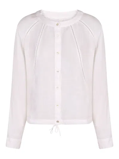 120% Lino Drawstring Linen Shirt In White