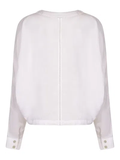 120% Lino Drawstring Linen Shirt In White
