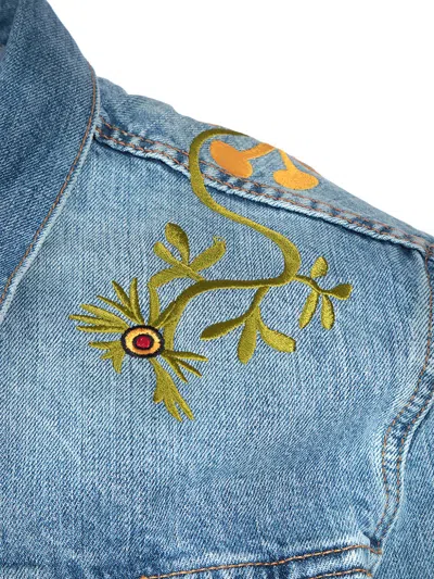 Levi's Floral Embroidered Denim Jacket In Blue