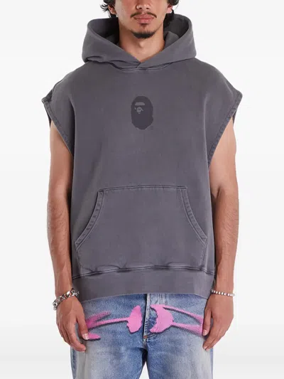 A Bathing Ape Sleeveless Hooded Sweatshirt In Black