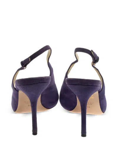 Pre-owned Gucci Slingback Peep-toe Pumps In Purple