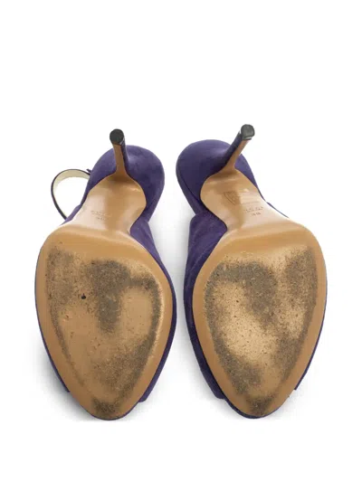 Pre-owned Gucci Slingback Peep-toe Pumps In Purple