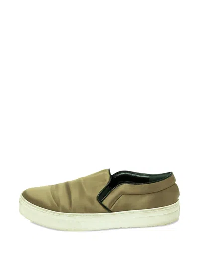 Pre-owned Celine Satin Round Toe Slip-on Sneakers