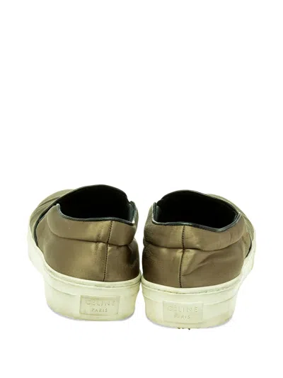 Pre-owned Celine Satin Round Toe Slip-on Sneakers