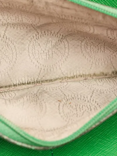 Pre-owned Michael Kors Vintage Zip-around Leather Wallet In Green