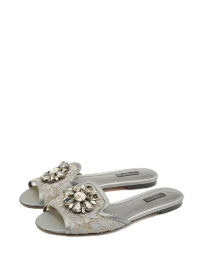 Pre-owned Dolce & Gabbana Lace Crystal-embellished Sandals