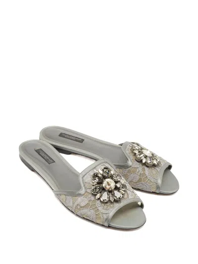 Pre-owned Dolce & Gabbana Lace Crystal-embellished Sandals