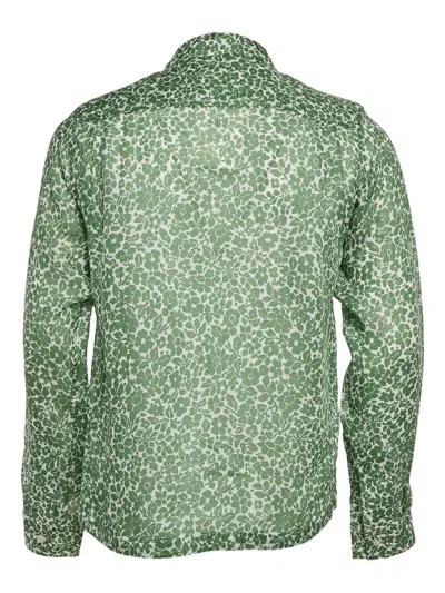 Pre-owned Bode  Floral-print Rayon Shirt In Green