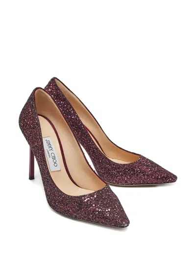 Pre-owned Jimmy Choo 105mm Glitter-detailing Heeled Pumps In Purple