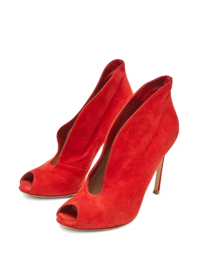 Pre-owned Gianvito Rossi Peep-toe Heeled Pumps In Red