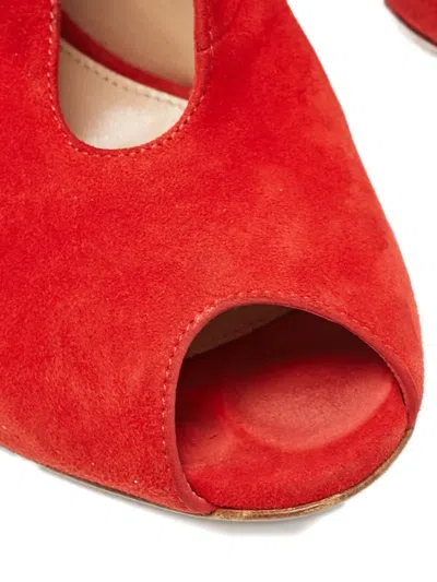 Pre-owned Gianvito Rossi Peep-toe Heeled Pumps In Red