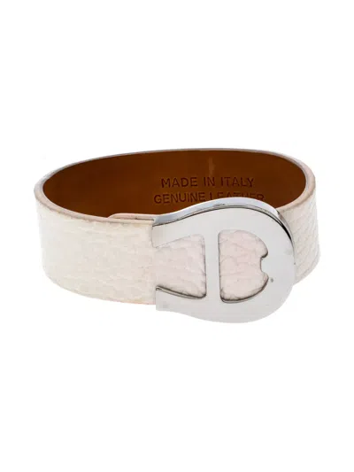 Pre-owned Aigner Vintage  Leather Bracellet In White