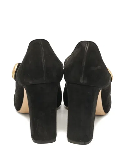 Pre-owned Dolce & Gabbana 100mm Suede Mary-jane Pumps In Black