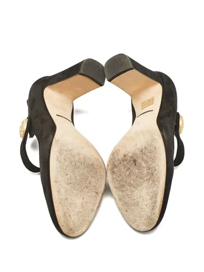 Pre-owned Dolce & Gabbana 100mm Suede Mary-jane Pumps In Black