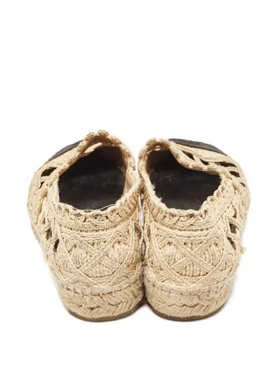 Pre-owned Chanel Laser-cut Raffia Espadrilles In Sand