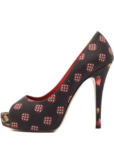 Pre-owned Dolce & Gabbana 120mm Peep-toe Pumps In Black