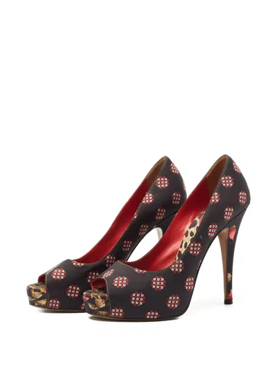 Pre-owned Dolce & Gabbana 120mm Peep-toe Pumps In Black