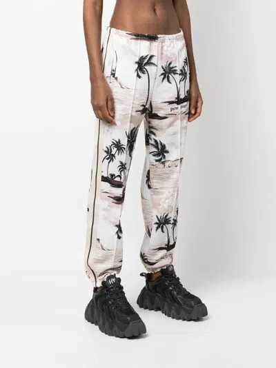 Palm Angels Island Print Elastic Waistband Trousers In Multi