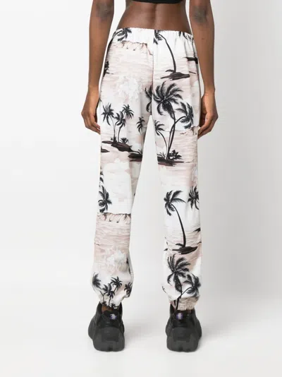 Palm Angels Island Print Elastic Waistband Trousers In Multi