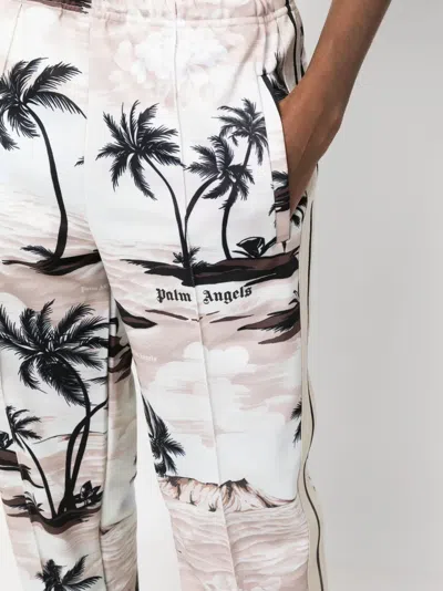 Palm Angels Island Print Elastic Waistband Trousers In Multi