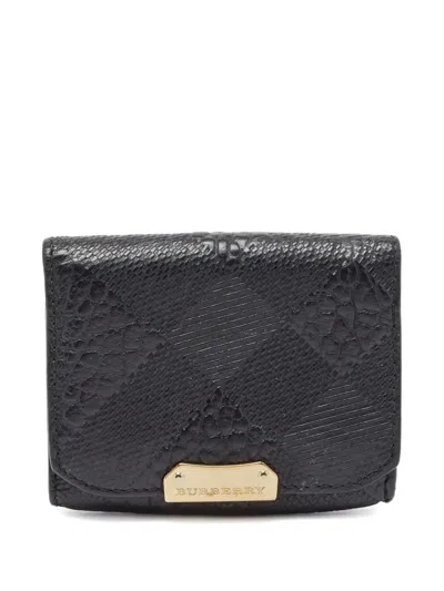 Pre-owned Burberry 2024 Checkered Wallet In Black