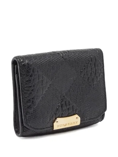 Pre-owned Burberry 2024 Checkered Wallet In Black