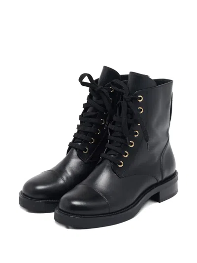 Pre-owned Louis Vuitton Leather Lace-up Boots In Black