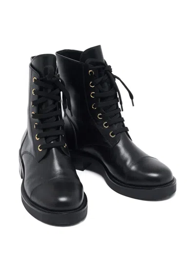 Pre-owned Louis Vuitton Leather Lace-up Boots In Black