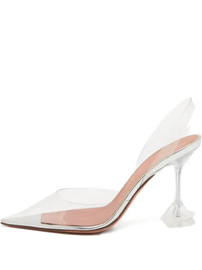 Pre-owned Amina Muaddi  100mm Holli Slingback Pumps In White