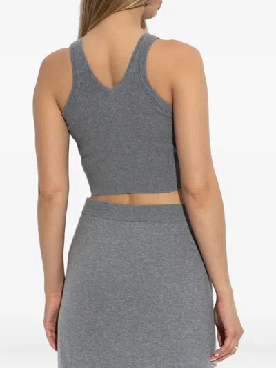 Lisa Yang Ribbed V-neck Top In Gray