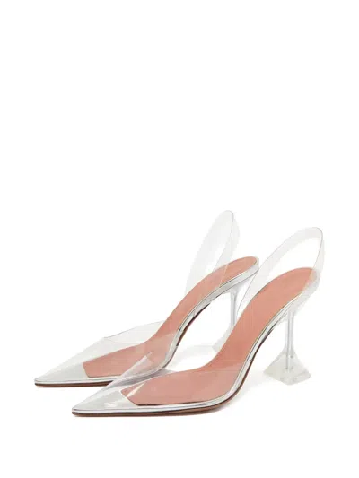 Pre-owned Amina Muaddi  100mm Holli Slingback Pumps In White