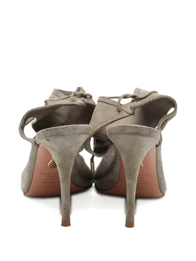 Pre-owned Aquazzura  110mm Sexy Thing Cut-out Sandals In Gray