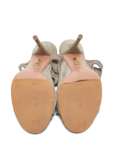 Pre-owned Aquazzura  110mm Sexy Thing Cut-out Sandals In Gray