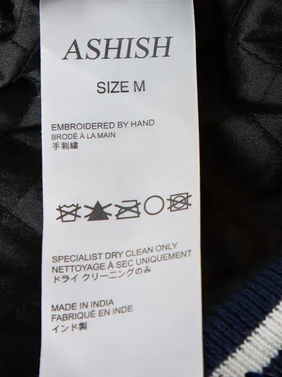 Pre-owned Ashish  Sequinned Ribbed-trim Bomber Jacket In Blue